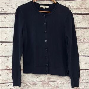 LOFT Midnight Black Button-Up Cardigan